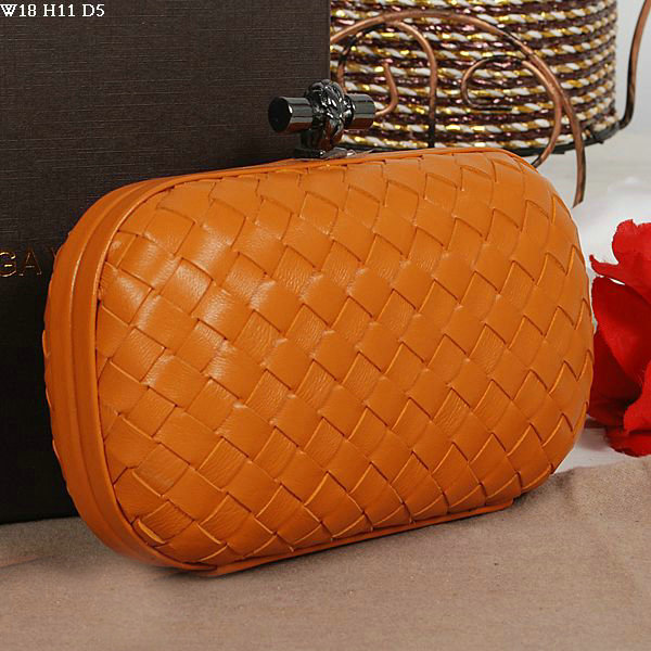 Bottega Veneta intrecciato calf leather clutch 11308 orange - Click Image to Close